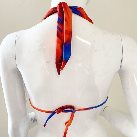 Public Desire Abstract Print Blue & Orange Halter Bikini Top Dolls Kill ASOS - Picture 3 of 5
